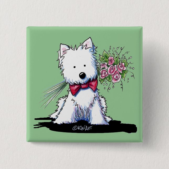 Valentine Prince Westie Pin-knapp Knapp (Framsida)