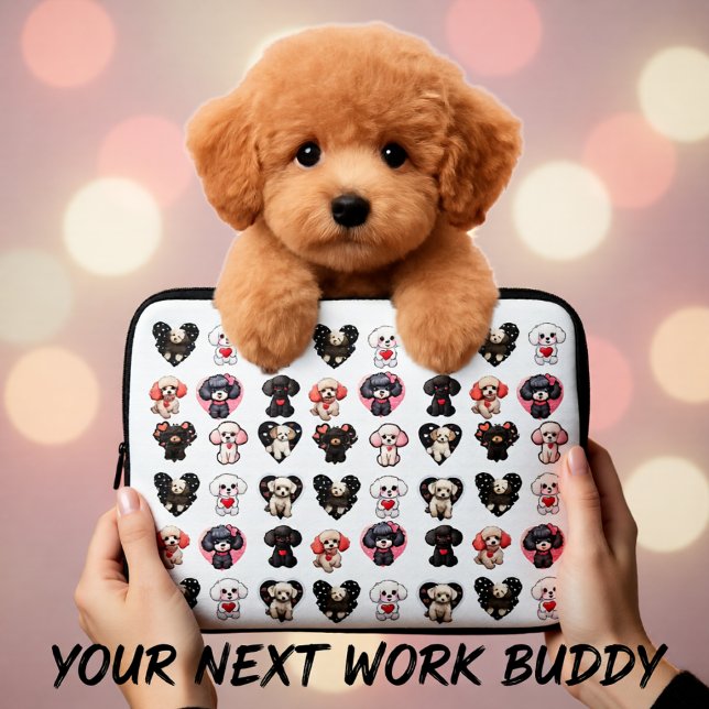 Valentine Pudel Hund | HUNDÄLSKARE | Laptop Fodral (Valentine Poodle Dog Hearts Pattern for Dog Lovers Laptop Sleeve)