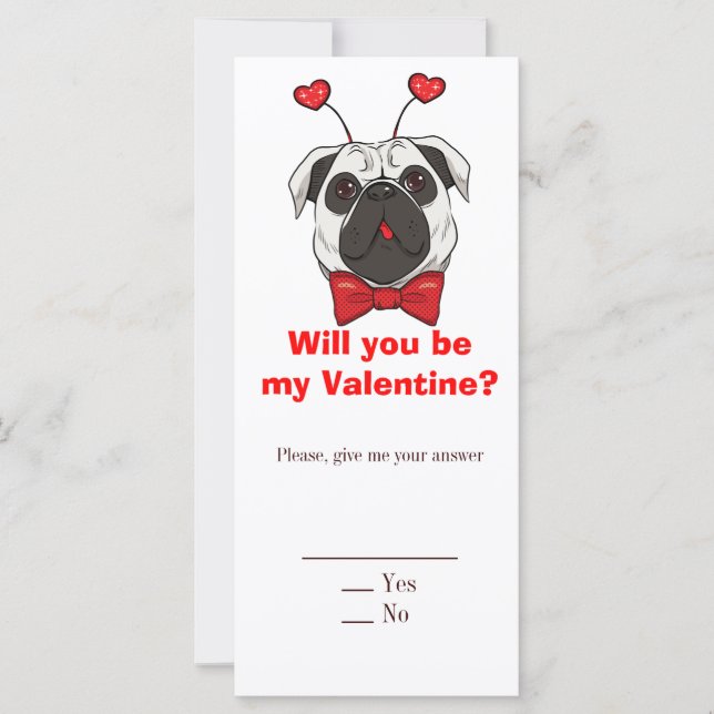 Valentine Pug Hund (Framsida)
