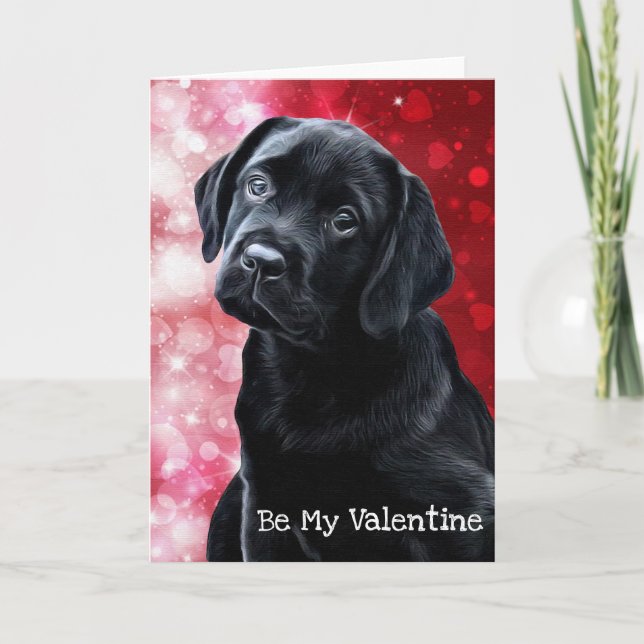 Valentine Puppy - Black Labour - Lab Puppy Helgkort (Framsida)