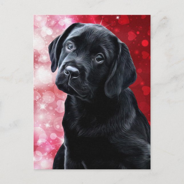 Valentine Puppy - Black Labour - Lab Puppy Vykort (Framsida)