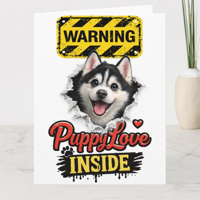 Valentine Puppy Love Kort (Framsida)