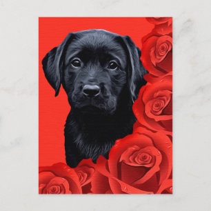 Valentine Puppy Ro - Labrador - Svart lab Helg Vykort