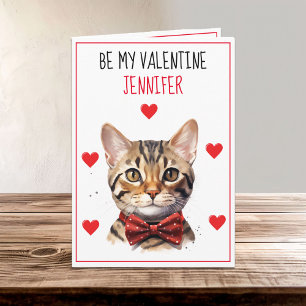 Valentine Purrfect Bengal Cat Foleting Card Kort