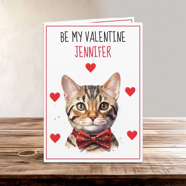 Valentine Purrfect Bengal Cat Foleting Card Kort (Skapare uppladdad)