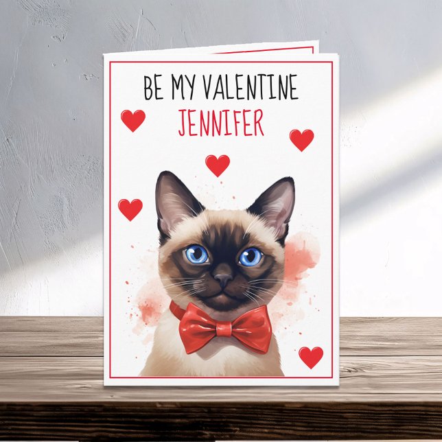 Valentine Purrfect Siamese Cat Kort (Skapare uppladdad)