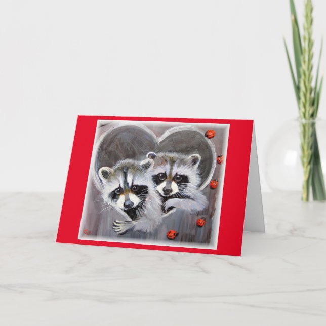 VALENTINE RACCOONS GREETING CARD TACK KORT (Framsida)