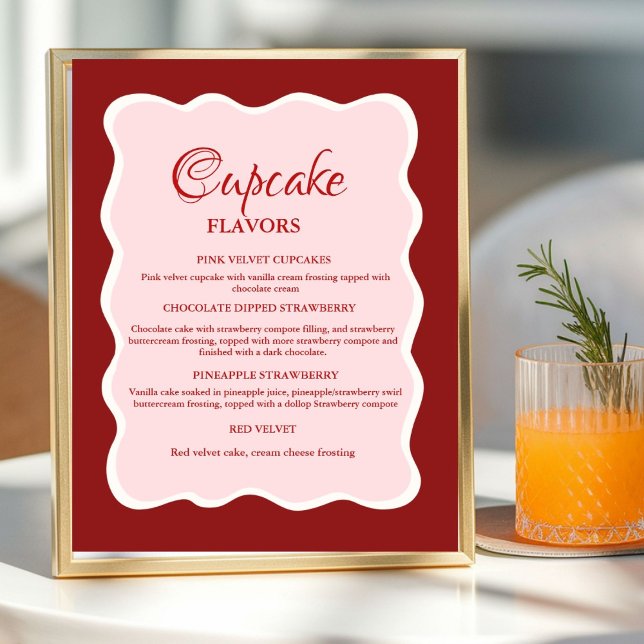 Valentine Red and pink Cupcake flavors sign Poster (Skapare uppladdad)