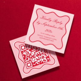 Valentine Red and Rosa Bröllop OSA Qr-kod Tilläggskort