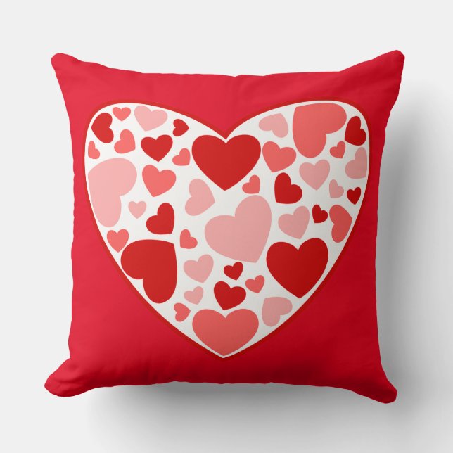 Valentine Red and Rosa Hjärtar i hjärtat Kudde (Framsida)