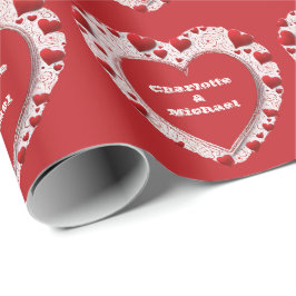 Valentine Red and White Kärlek Heart Mönster Presentpapper