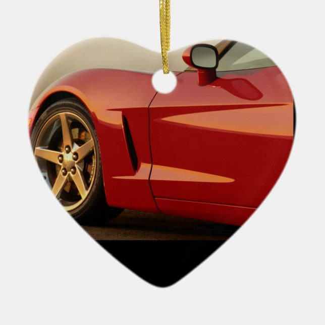 Valentine Red Corvette Julgransprydnad Keramik (Framsidan)