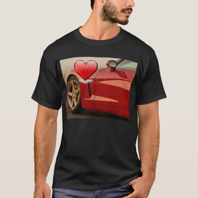 Valentine Red Corvette Tee Shirt (Framsida)