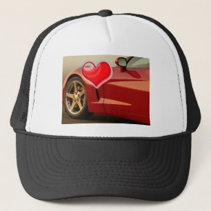 Valentine Red Corvette Truckerkeps