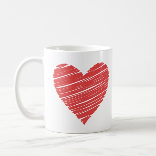 Valentine Red Happy heart romance graphic Kaffemugg (Vänster)
