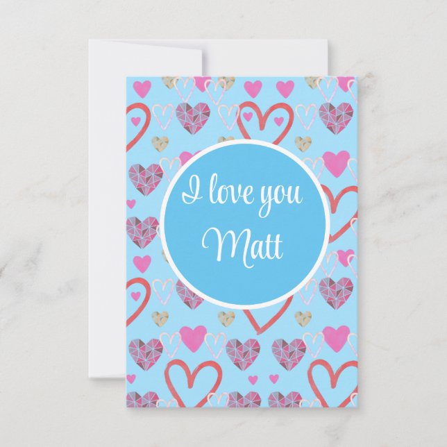 Valentine Red Happy heart romance graphic Tack Kort (Framsida)