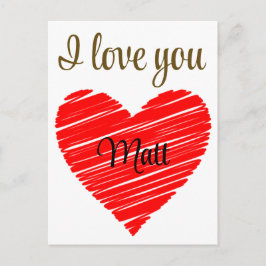 Valentine Red Happy heart romance graphic Vykort