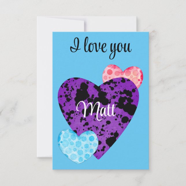 Valentine Red Happy hearts romance graphic Tack Kort (Framsida)