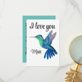 Valentine Red Happy hummingbird romance graphic Tack Kort