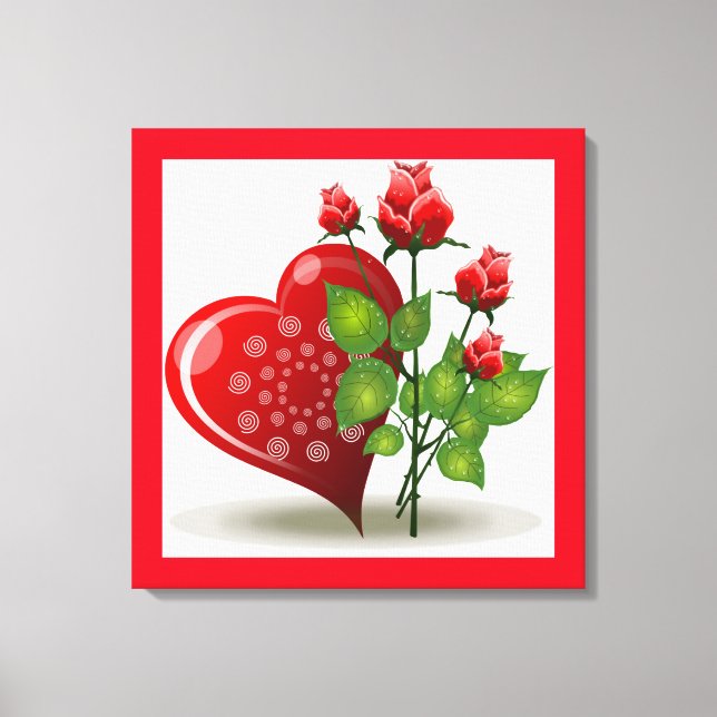 VALENTINE RED HEART AND RÖD ROS CANVASTRYCK (Framsida)