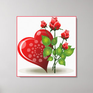 VALENTINE RED HEART AND RÖD ROS CANVASTRYCK