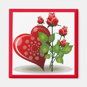 VALENTINE RED HEART AND RÖD ROS MAGNET