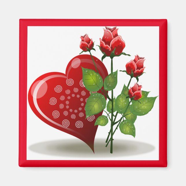 VALENTINE RED HEART AND RÖD ROS MAGNET (Framsidan)