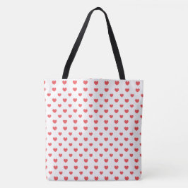 Valentine Red Heart Canvas Tote Bag Tygkasse