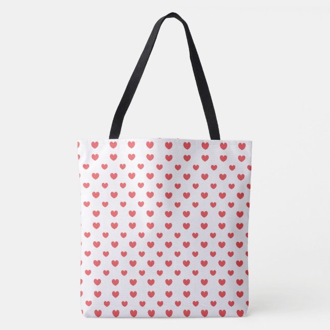 Valentine Red Heart Canvas Tote Bag Tygkasse (Framsida)