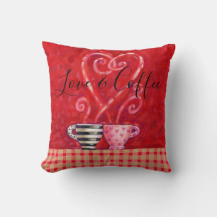 Valentine Red Heart Kärlek Citat Kaffe koppar Kudde