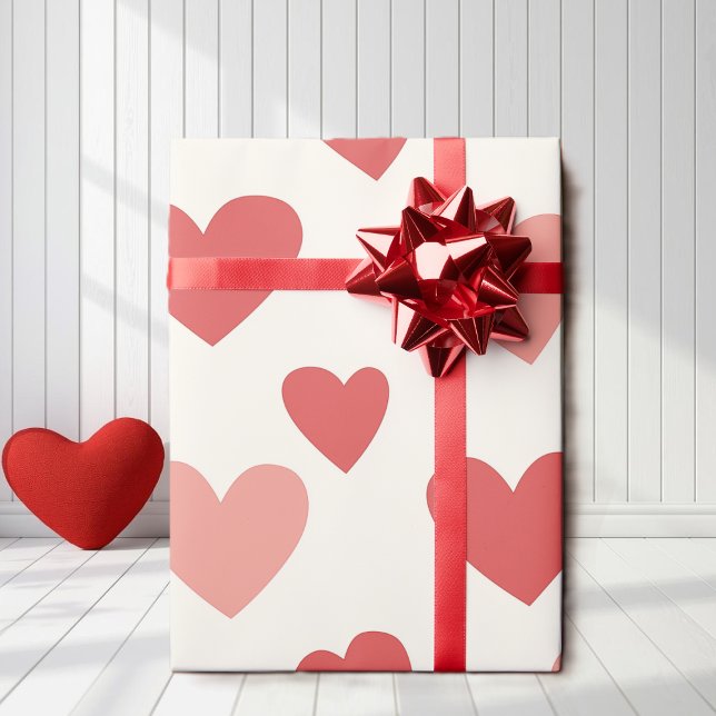 Valentine Red Heart Mönster Inpackningspapper Presentpapper (Skapare uppladdad)