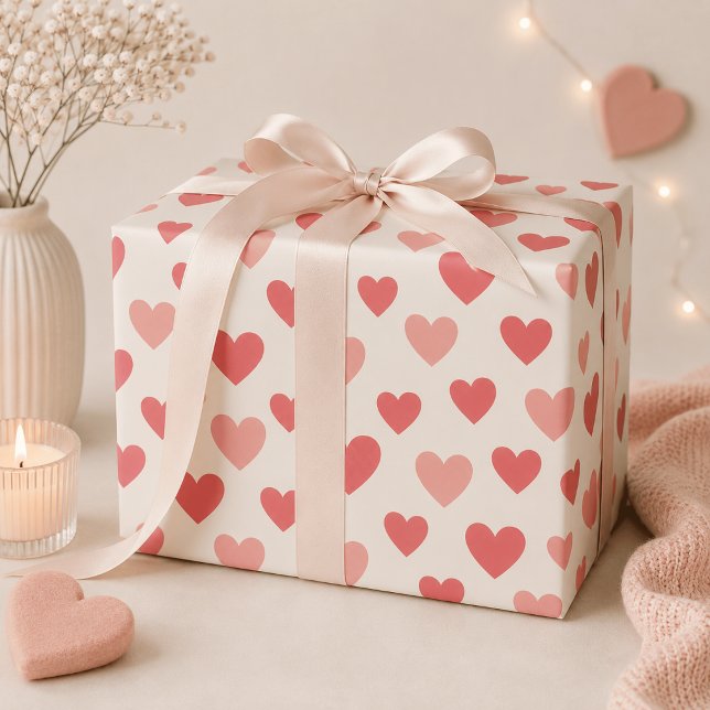 Valentine Red Heart Mönster Inpackningspapper Presentpapper (Skapare uppladdad)