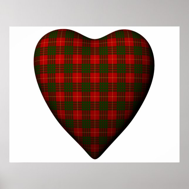 Valentine Red Heart Scottish Cameron Tartan Poster (Framsidan)