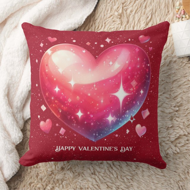 Valentine Red Heart Stars Kudde (Filt)