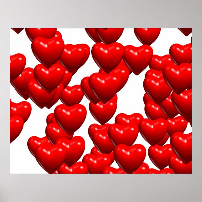Valentine Red Hearts Random Bunch Glossy Poster (Framsidan)