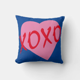 Valentine Red Hugs Kisses XOXO Rosa Heart Blue Kudde