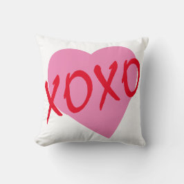 Valentine Red Hugs Kisses XOXO Rosa Heart White Kudde