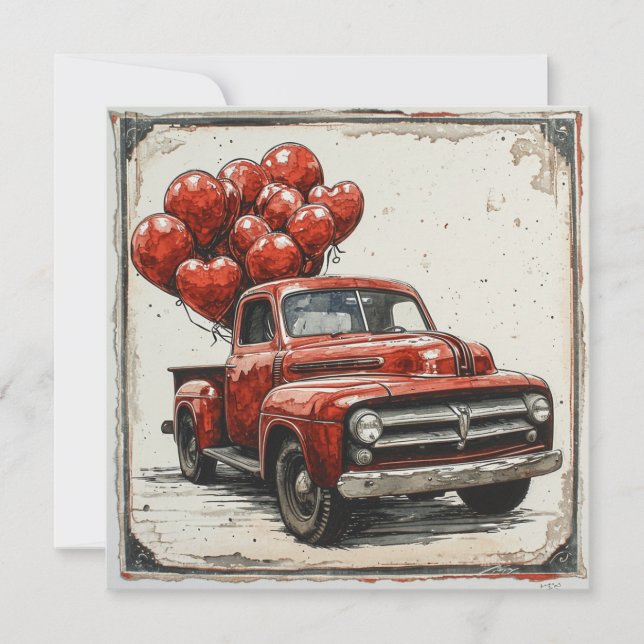Valentine Red Lastbil: Red Affection Julkort (Framsida)