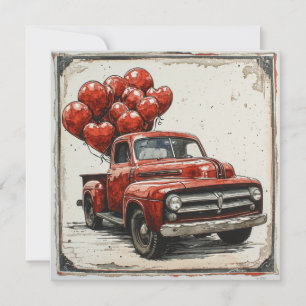 Valentine Red Lastbil: Red Affection Julkort