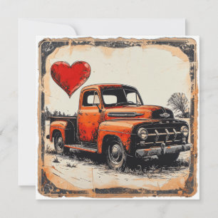 Valentine Red Lastbil: Red Romantik Julkort