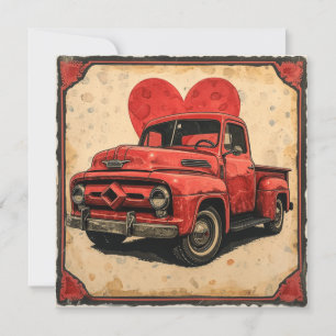 Valentine Red Lastbil: Romantic Red Cruiser Julkort