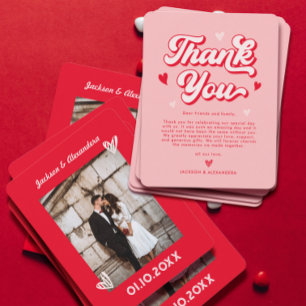 Valentine Red och Rosa Bröllop - tackkort Inbjudningar