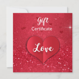 Valentine Red Papprare Heart Glitte Gift Certifica Julkort