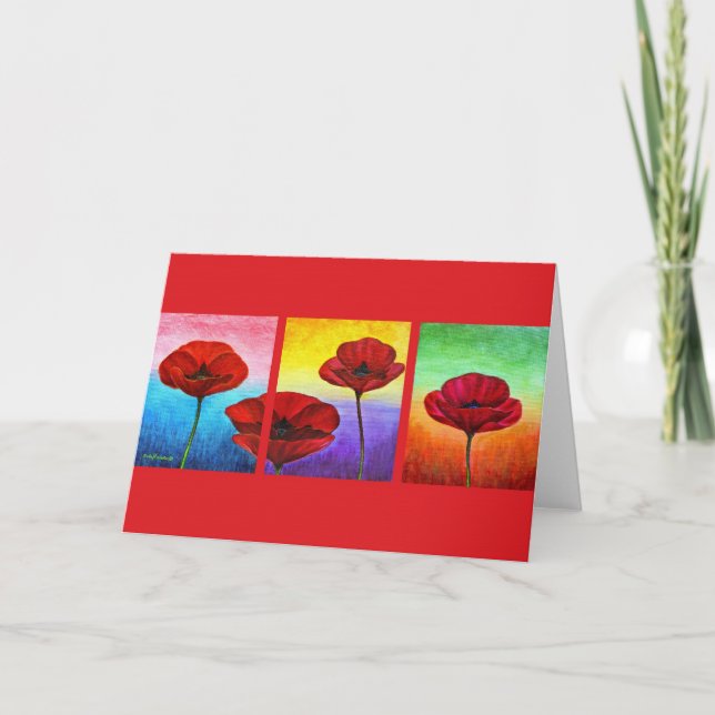 Valentine Red Poppies Painting - Multi Kort (Framsida)
