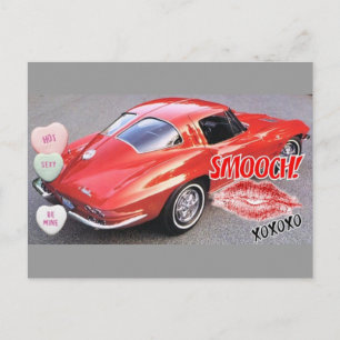 Valentine Red Split Window Corvette Classic Helg Vykort
