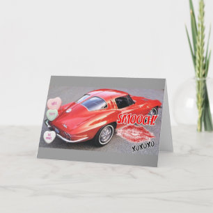 Valentine Red Split Window Corvette Classic Helgkort