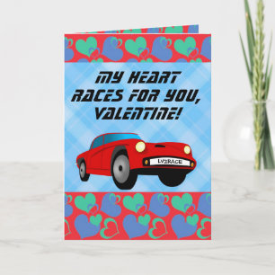 Valentine Red Tävling Car Kids Boys Valentines day Helgkort