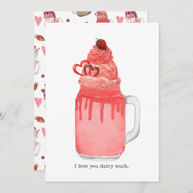 Valentine Red Velvet Milkshake Jag älskar dig Punc Kort (Fram/baksida)