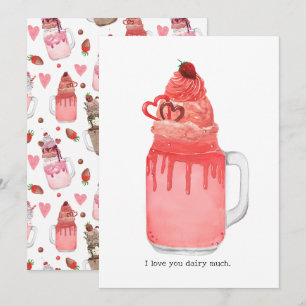 Valentine Red Velvet Milkshake Jag Älskar Dig Puns Kort