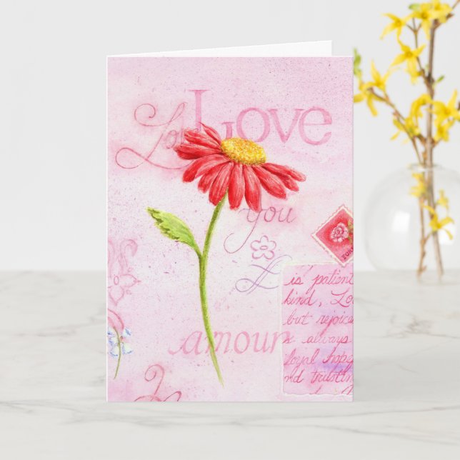 Valentine Religiösa Red Daisy Greeting Card Kort (Gul blomma)